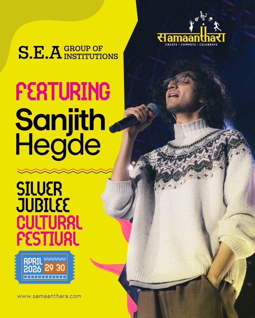 Sanjith Hegde performing at Samaanthara 2026 college fest Bangalore on April 29 and 30